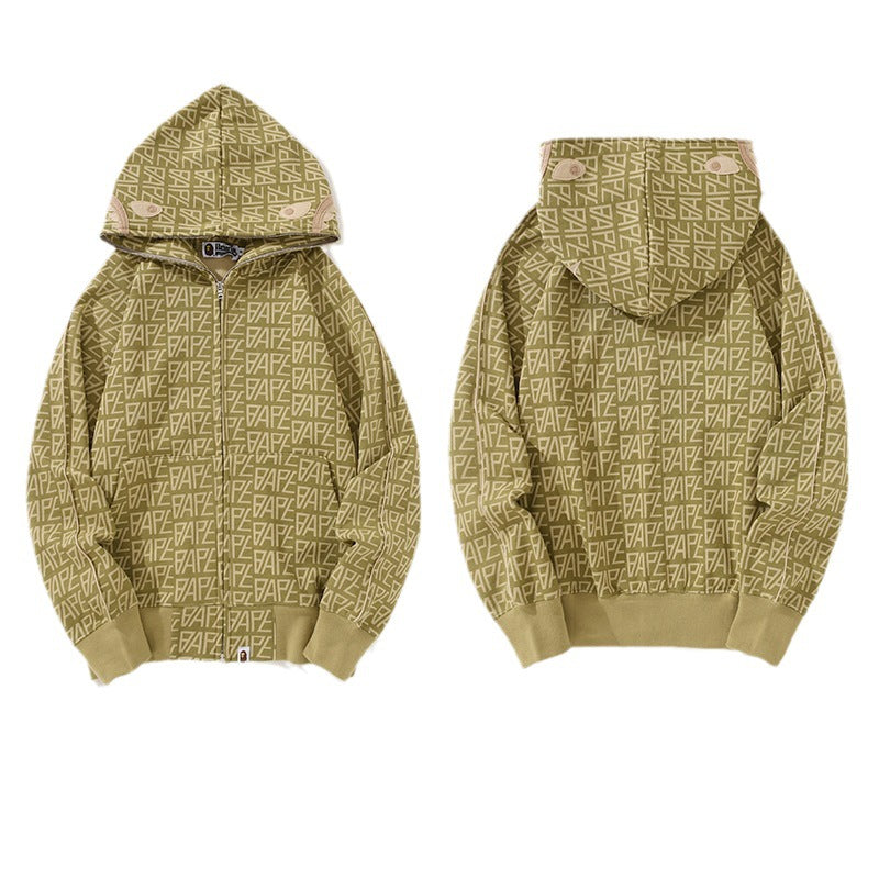 BAPE Logo Color Camo Shark Zip Hoodie - Khaki product view 3