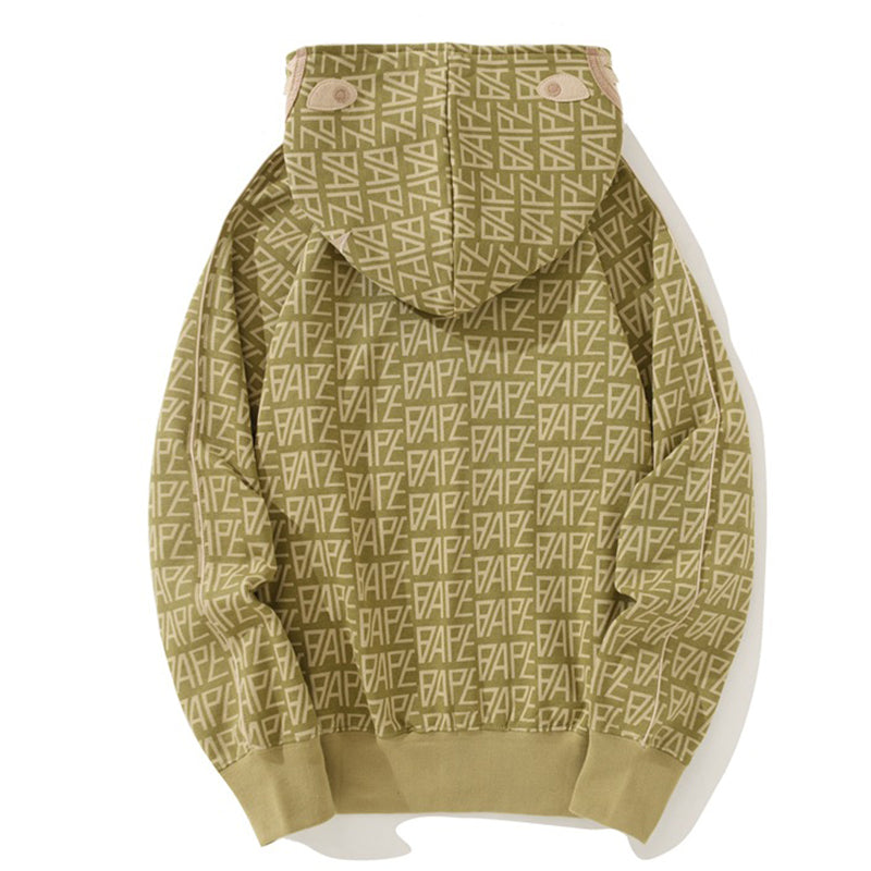 BAPE Logo Color Camo Shark Zip Hoodie - Khaki product image