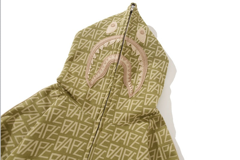 BAPE Logo Color Camo Shark Zip Hoodie - Khaki product view 5
