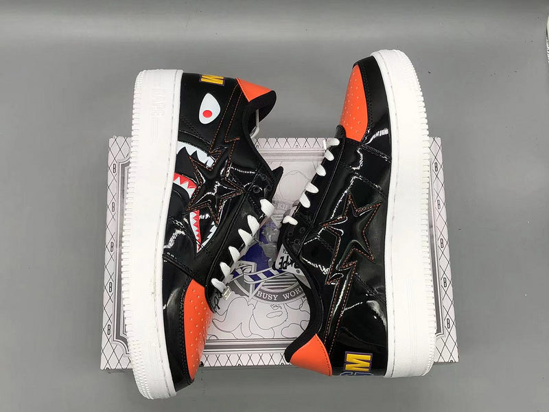 A Bathing Ape Bape Sta Low Mad Shark Black Orange - image 3