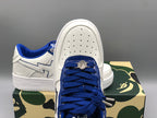 A BATHING APE Bape white & navy patent leather sneakers - image 4