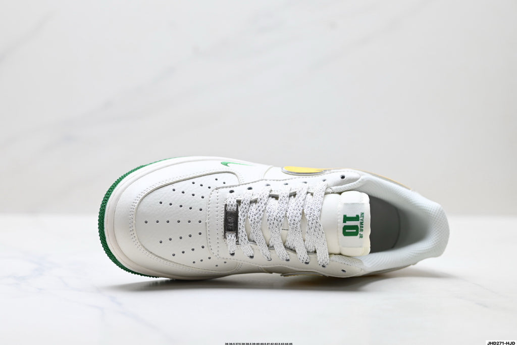Nike Air Force 1 Low Brazil-Inspired | White Green Yellow Leather Sneakers