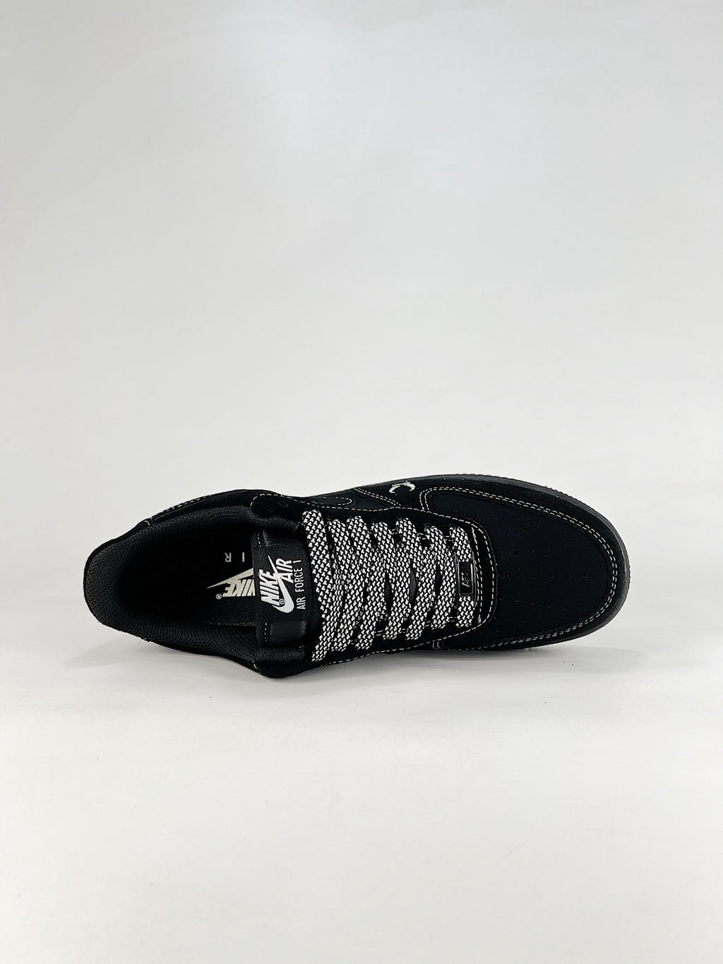 Nike Air Force 1 Low Heritage | Black Suede Contrast Stitch Sneakers