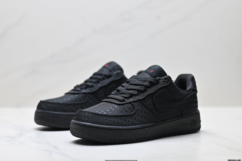 Nike Air Force 1 Low Triple Black | Jacquard Leather Sneakers