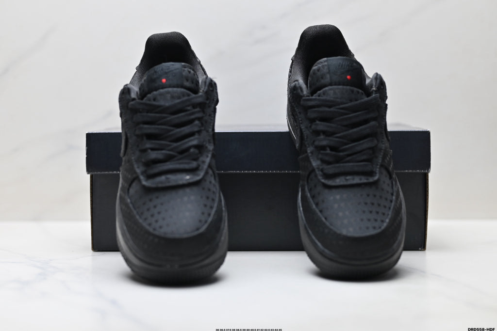 Nike Air Force 1 Low Triple Black | Jacquard Leather Sneakers