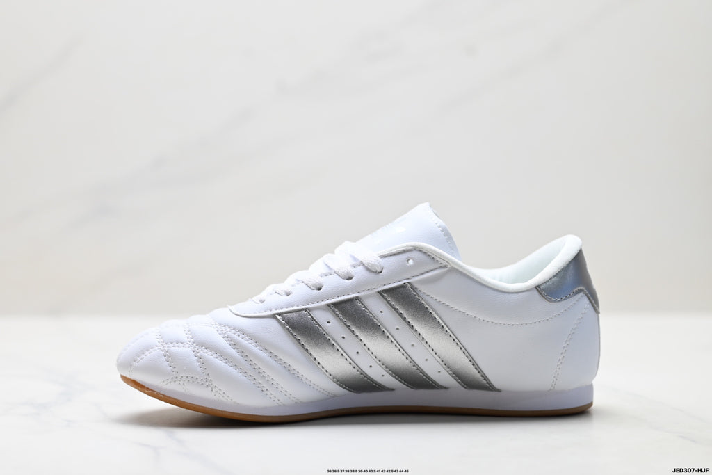 Classic White & Silver Court Sneakers
