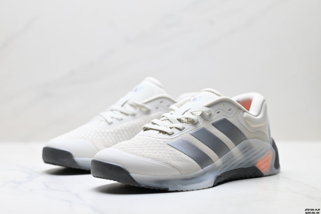 Adidas Grey White Court Shoes with Orange Accents