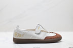 Adidas Samba Mary Jane Leather Sneakers – White Brown Retro Ballet Shoes