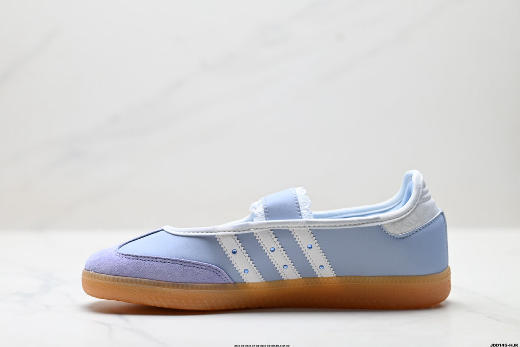 Adidas Samba Mary Jane Light Blue Leather Sneakers – Retro Ballet Shoes