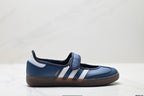 Adidas Samba Mary Jane Navy Leather Sneakers – Classic Gum Sole Ballet Shoes