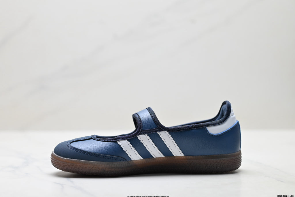 Adidas Samba Mary Jane Navy Leather Sneakers – Classic Gum Sole Ballet Shoes
