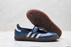 Adidas Samba Mary Jane Navy Leather Sneakers – Classic Gum Sole Ballet Shoes