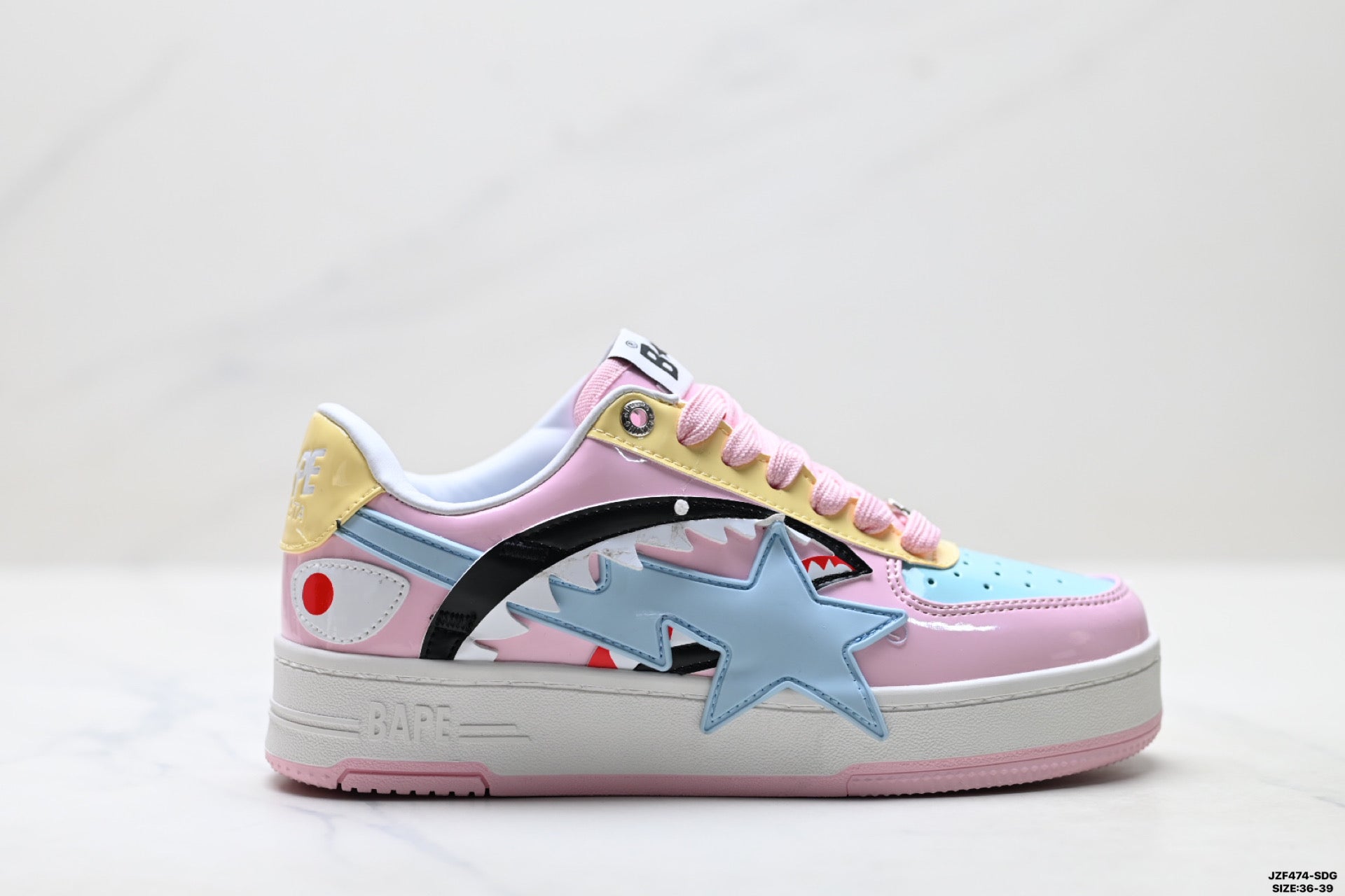 BAPE-Inspired Low-Top Streetwear Sneakers – Pastel Multi Color