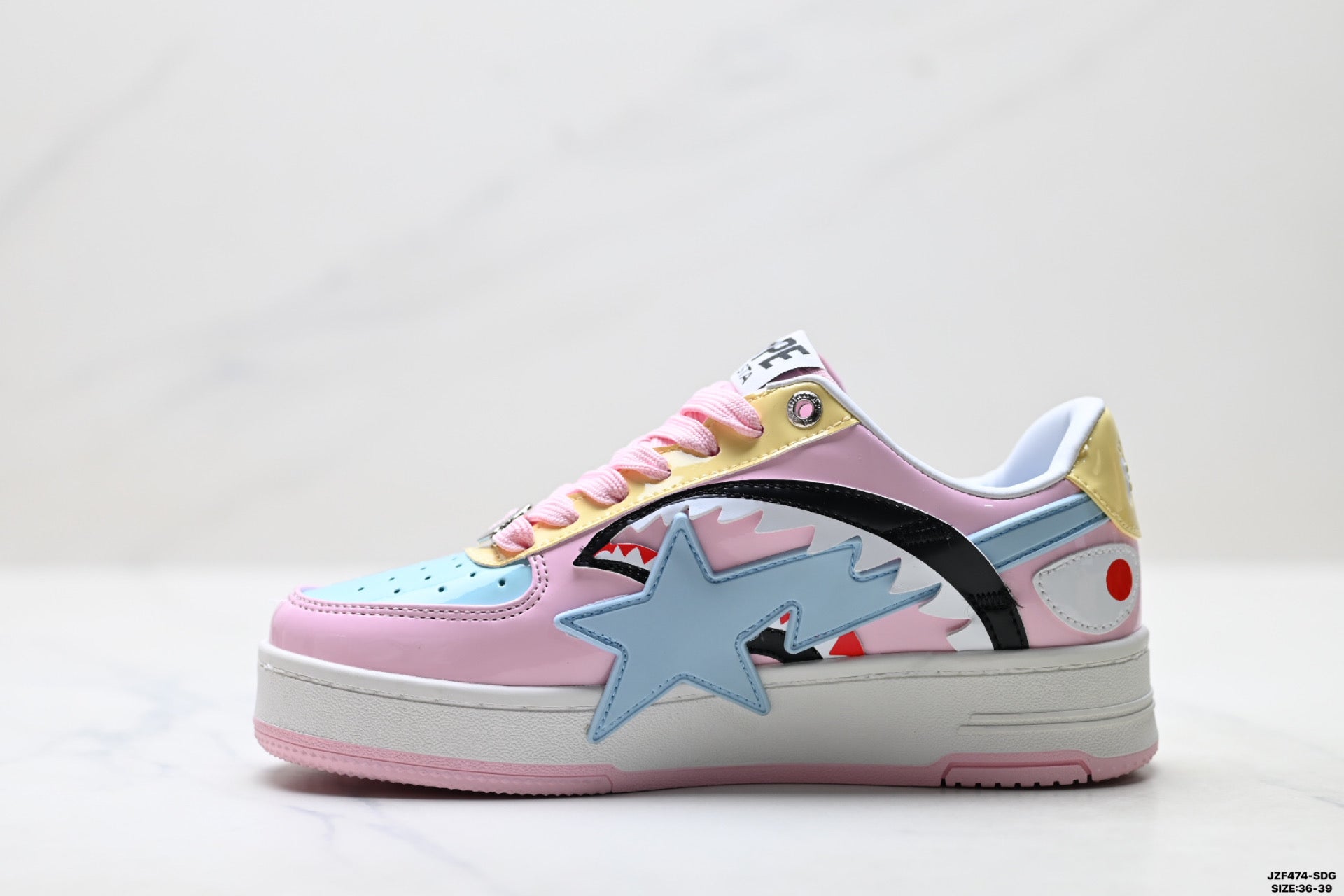 BAPE-Inspired Low-Top Streetwear Sneakers – Pastel Multi Color
