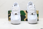 BAPE-Inspired Low-Top Streetwear Sneakers – Triple White