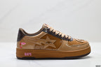 A BATHING APE BAPE STA “Pastel Color” Leather Low-Top Sneakers – Brown