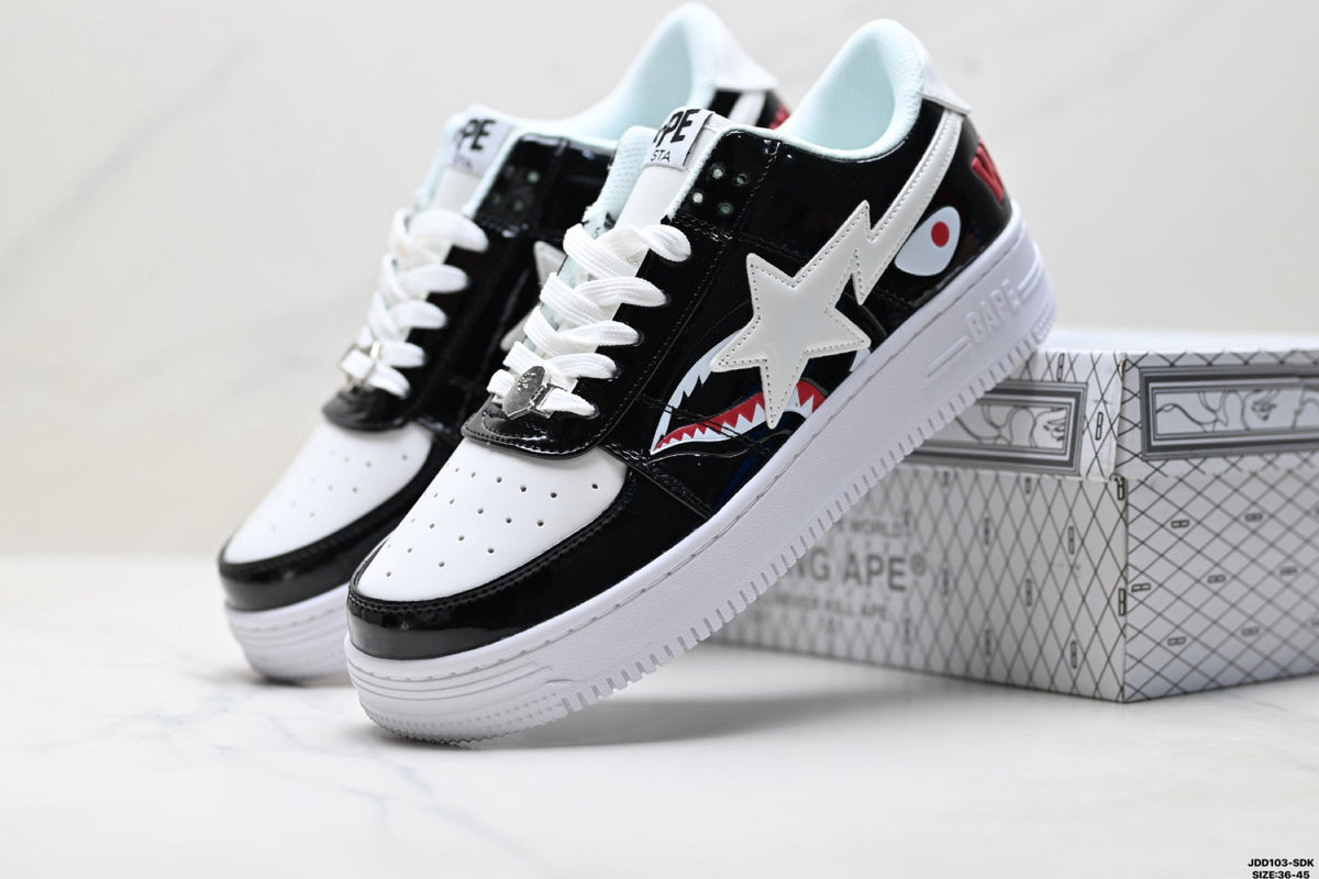 BAPE STA Shark Low-Top Sneakers - Black/White