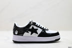 BAPE-Inspired Low-Top Streetwear Sneakers – Black / White