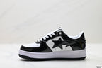 BAPE-Inspired Low-Top Streetwear Sneakers – Black / White