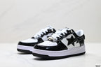BAPE-Inspired Low-Top Streetwear Sneakers – Black / White