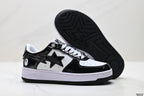 BAPE-Inspired Low-Top Streetwear Sneakers – Black / White