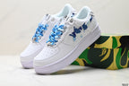 BAPE-Inspired Low-Top Streetwear Sneakers – White / Blue Camo