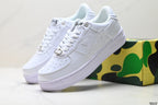 BAPE-Inspired Low-Top Streetwear Sneakers – Triple White