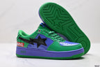 BAPE-Inspired Low-Top Streetwear Sneakers – Green / Purple