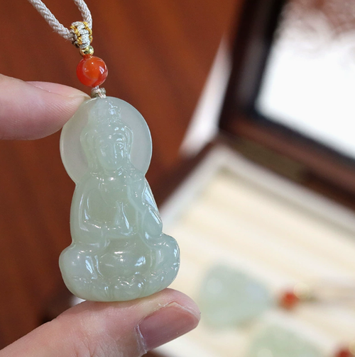 Natural Hetian Jade Buddha & Guanyin Pendants - Hand-Carved Sacred Figures