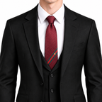 Gucci Style Men's Web Stripe Textured Silk Tie - Model Main Image