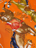 Hermes Style Galloping Free Equestrian Silk Scarf - Orange - Detail Image 2