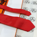 Hermes Style Men's Solid and Micro Pattern Silk Tie - Detail Image 6