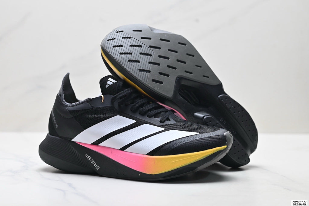Adidas K81801550 Unisex Running Shoes #4 - Black/Pink/Yellow #1 - image 9