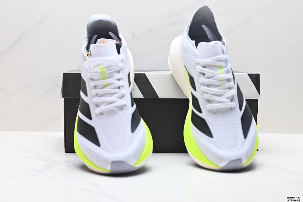 Adidas K81801550 Unisex Running Shoes #4 - White/Neon Yellow - image 12
