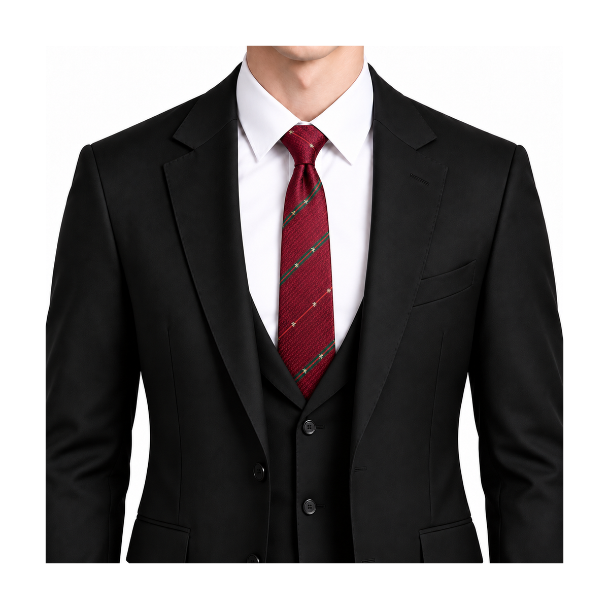 Gucci Style Men's Equestrian Stripe Silk Tie - Model Main Image