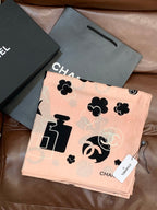 Chanel Style Coco Camellia Velvet Scarf - Pink - Detail Image 3