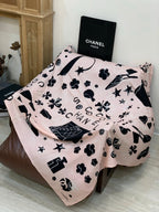 Chanel Style Coco Camellia Velvet Scarf - Pink - Detail Image 6