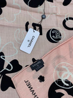 Chanel Style Coco Camellia Velvet Scarf - Pink - Detail Image 7