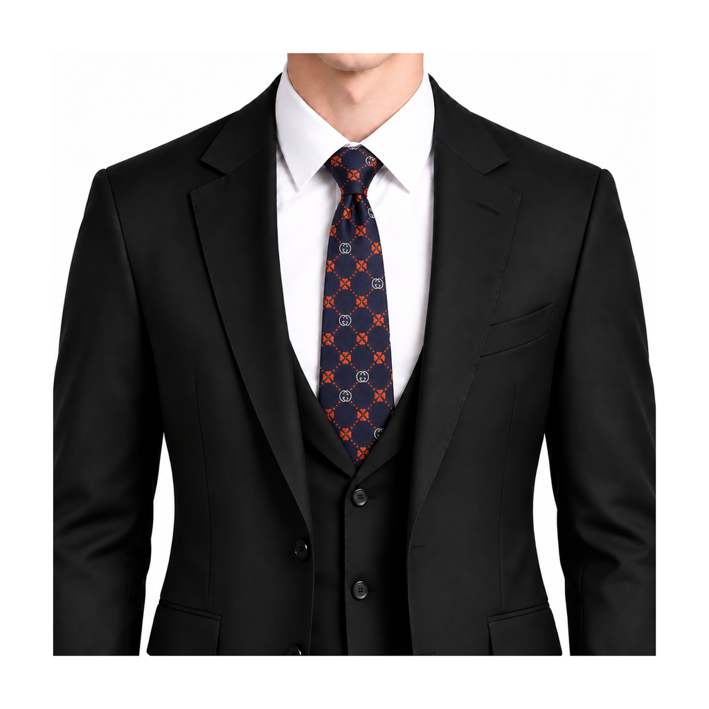 Gucci Style Men's Interlocking G Stripe Silk Tie - Model Main Image