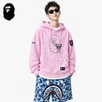 BAPE x Miami Graphic Hoodie - Black, Grey & Pink styled on a male model