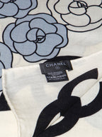 Chanel Style Camellia Velvet Shawl - Light Blue - Detail Image 4
