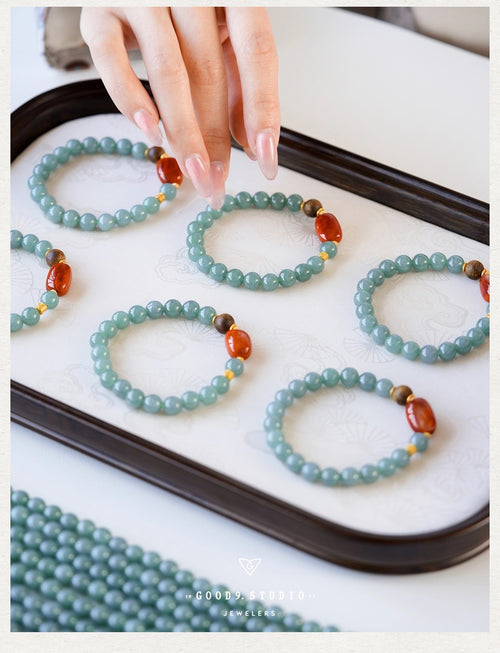 Blue Water Jadeite Bracelet - Mixed Gemstone Design
