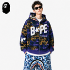 BAPE Star Camo Shark Zip Hoodie styled on a male model