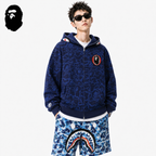 BAPE Shark Full-Zip Hoodie - Blue, Green & Red styled on a male model