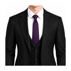 Hermes Style Men's Solid and Micro Pattern Silk Tie - Model Main Image
