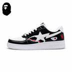 BAPE STA Shark Low-Top Sneakers - Black/White, single side view on a white background