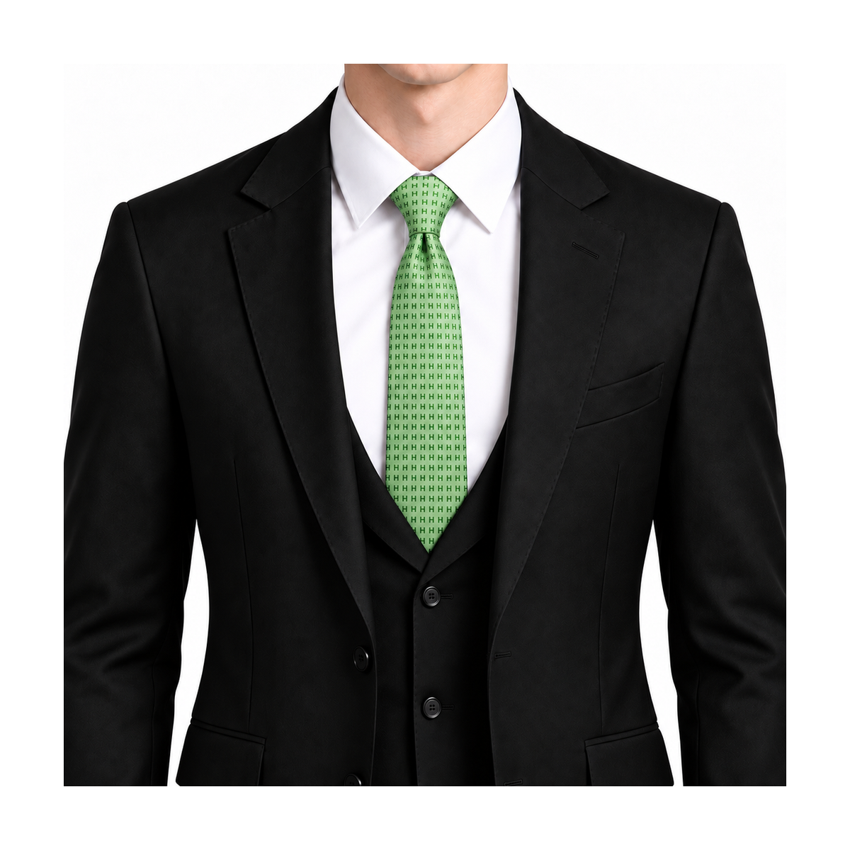 Hermes Style Men's Micro H Jacquard Silk Tie - Model Main Image