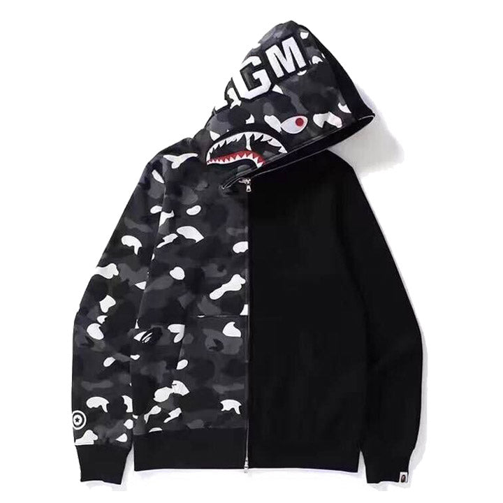 BAPE Fluorescent Split Camo Shark Zip Hoodie product image