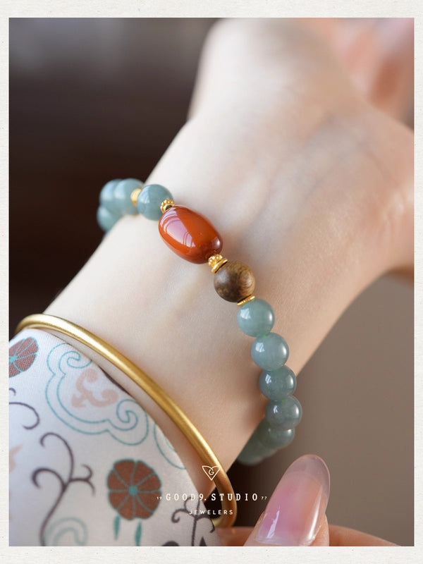 Blue Water Jadeite Bracelet - Mixed Gemstone Design