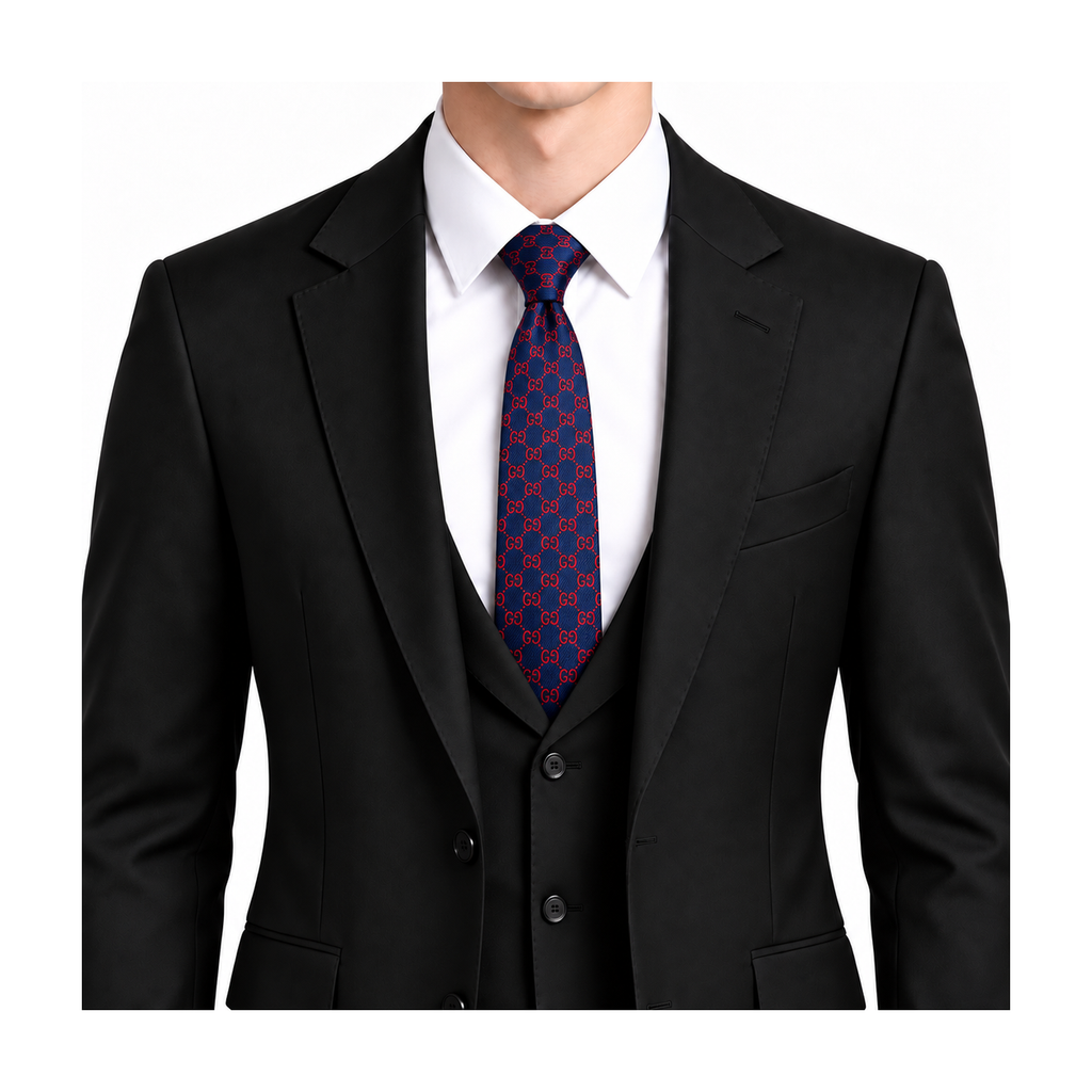 Gucci Style Men's Tonal GG Jacquard Silk Tie - Model Main Image